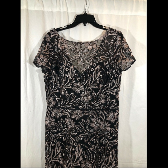 NEW $288 JS Collection Embroidered Trumpet Gown Salmon Black [ SZ 14‎ ] #E528 - Picture 4 of 8